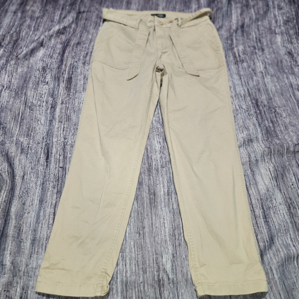 Lee Regular Fit Slim Ankle Mid Rise‎ Belted Women's Khaki Casual Pants Size 6
